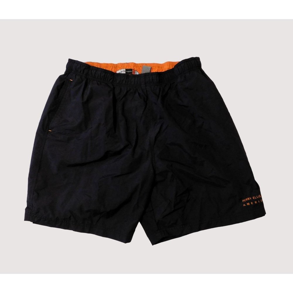 Perry Ellis America Active Swim Shorts XL Black Mesh Lining Pockets Nylon